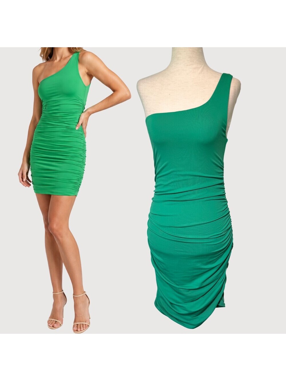 Aritzia Babaton Beverly Contour One Shoulder Dress Green M